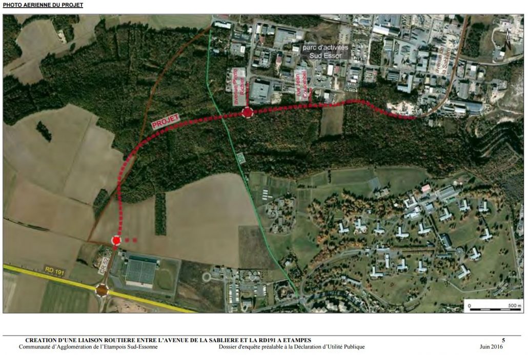 plan du projet de déviation de la RN191 par Brières les Scellés