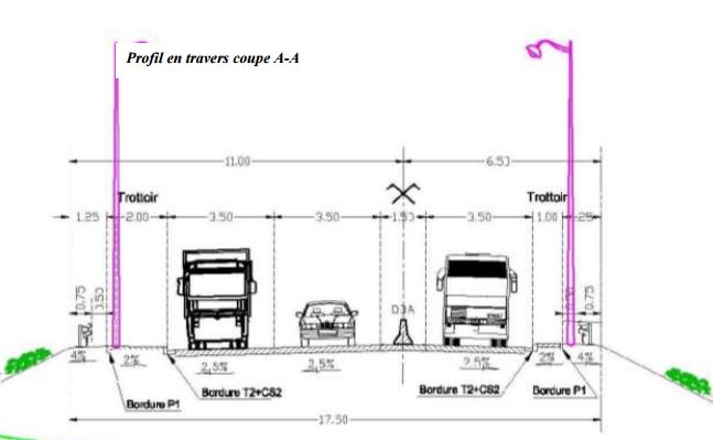 Profil du projet de déviation de la RN191 par Brières les Scellés