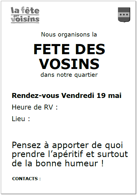 Invitation vierge pour la fête des voisins de Brières les Scellés