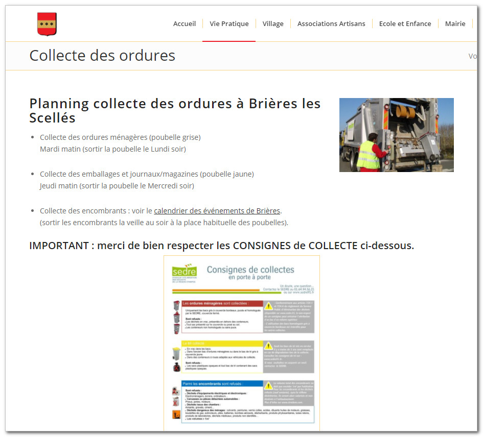 collecte des ordures à Brières