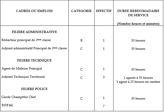 le tableau des emplois de la mairie de Brières les Scellés