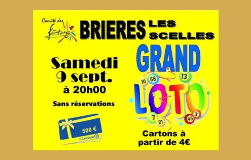 Grand LOTO de la rentrée organisé par le Comité des Fêtes Brières-les-Scellés